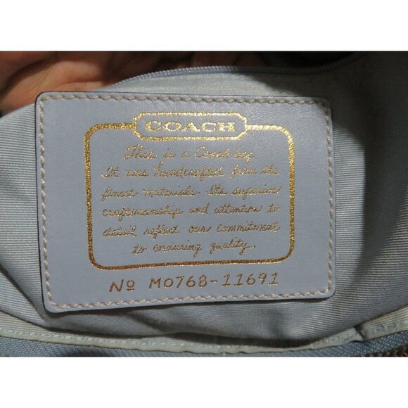 Coach 2007 Cursive Creed Limited Edition Signature Stripe Canvas & Leather Tote - Picture 7 of 13
